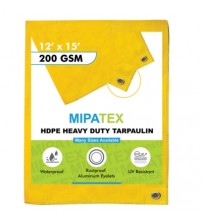 Mipatex Tarpaulin / Tirpal 12 Feet x 15 Feet 200 GSM (Yellow)